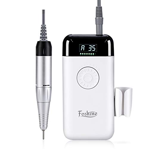 Professional Nail Drill - Foshine Upgraded 35000rpm Portable Electric Nail Drills Machine with USB Rechargeable E-File, Nail File kits for Acrylic Gel Nail, Manicure Pedicure Polishing Grinder Tool