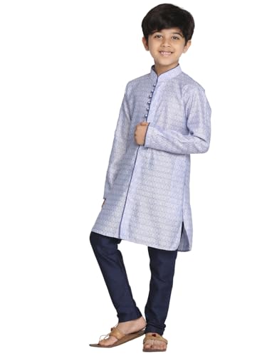 Image of VASTRAMAY Boy's Silk Blend Printed Kurta Pyjama Set (1)