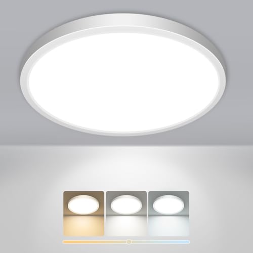 slochi Bathroom Light, 3000K/4000K/6500K 3 Color Temperature, Waterproof IP44, Small, Round, Modern, 18W 2100LM Flush Ceiling Light for Bathroom, Kitchen, Bedroom, Hallway and More,Ø22CM slochi Bathroom Light, 3000K/4000K/6500K 3 Color Temperature, Waterproof IP44, Small, Round, Modern, 18W 2100LM Flush Ceiling Light for Bathroom, Kitchen, Bedroom, Hallway and More,Ø22CM