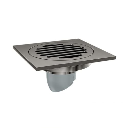 HUNTFF Desagüe de Suelo de Cobre de Gran caudal - Diseño Desodorante para baños y Balcones - Gris Pistola - 10 x 10 cm - Ideal para Uso doméstico y hotelero - Eficiente