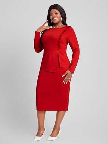 Image of KOTTY Women's Flowy Midi Round Neck Plus Size Dress