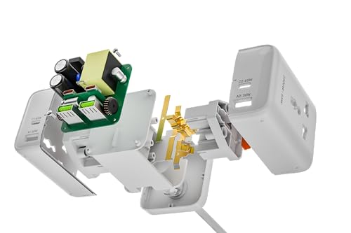 Image of UltraProlink 6 in1 Power Hub Surge Protector | 65W Fast Charging |6 Ports-2 Type-C (PD),2 USB-A & 2AC Sockets (2500W) | for Laptop, iPhone, Android, | Charges iPhone 50% in 30 mins