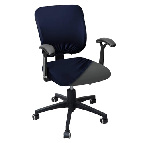 Image of HOKIPO Office Chair Cover for Task Chair - 140 GSM Stretchable Fabric - Anti-Slip & Washable - Fits Small Office Chairs Without Headrest, Midnight Blue (AR-6203-BL)
