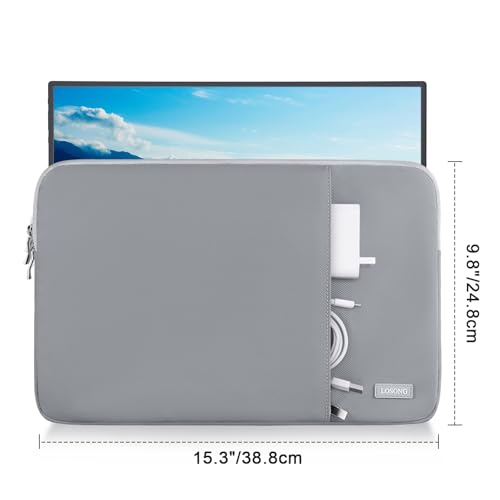 Image of PU Leather Portable Monitor Case 15.6 Inch, Protective Carrying Sleeve for Most 15.6 in Monitors,Water Resistant Portable Computer Laptop Display Bag with Accessory Pocket,Size-15.3 inchx9.8 inch Gray