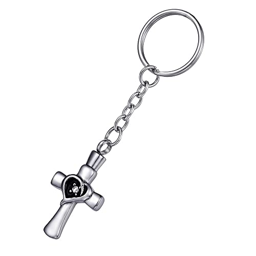 BOSAIYA AZ Cross Love Crystal Cremation Urn Pendentif Porte-clés en Acier Inoxydable Ashes Memorial KeySake Benings T1027 Cover