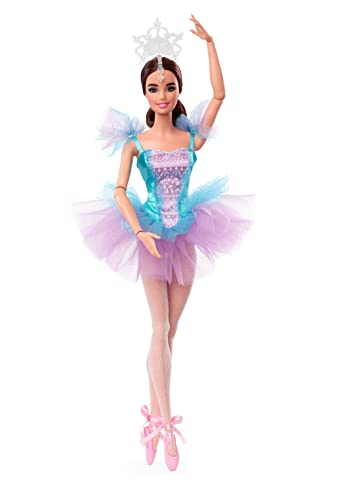 Barbie Poupée Mannequin Signature Danseuse Étoile Brune (30,5 cm) avec Corps articulé, Costume de Ballerine, Tutu, Pointes et diadème, Jouet Enfant, Dès 6 Ans, HCB87