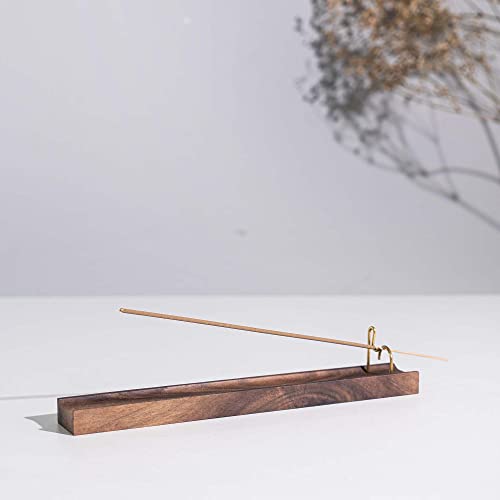 Macephenomelon Wooden Incense Holder For Sticks,Handmade Minimalist Hanging Brass Incense Burner Holder Fits Most Incense Sticks, Modern Incense Sticks Holder Decor For Yoga Mediation,9 Inches（Brown #TOP1