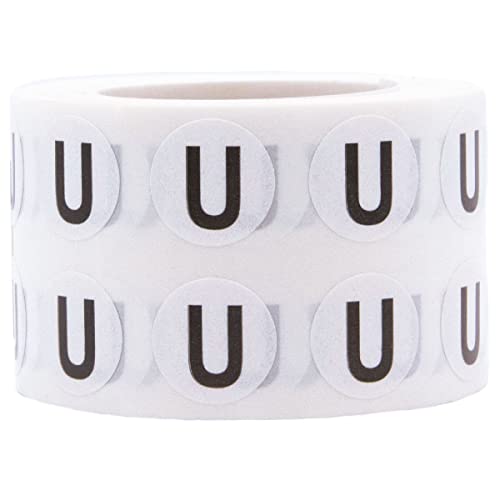 Letter U Inventory Labels .5 Inch Round Circle Dots 1,000 Adhesive Stickers