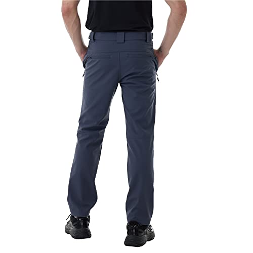 Cntriton Men's Fleece Lined Softshell Waterproof Pants Outdoor Snow Ski Winter Warm Pants With Zipper Pockets For Hiking (Navy, 30W*34L) #TOP1