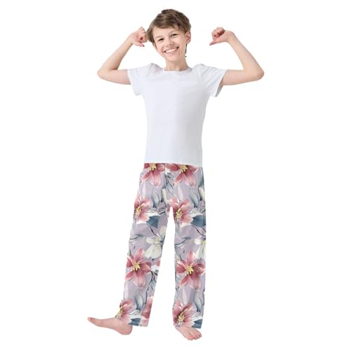 Flower Purple Pajama Pants Long Sleep Pant Soft PJ Bottoms Sleepwear2