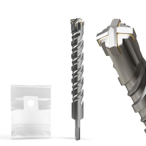 Image of XZH SDS Plus Masonry Drill Bits 26mm x 260mm, Professional Tungsten Carbide Cross Tip, Long SDS Hammer Drill Bits for Wall, Stone, Concrete, Brick