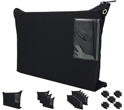 Bolsa de transporte interoffice de lona com zíper - zíper extra forte, Preto, pacote com 1, 18