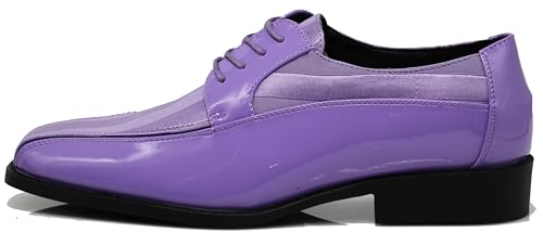 BMY Men's Striped Satin Matching Patent Upper Oxfords Formal Dress Shoes3