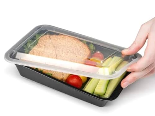 Image of [10 Pack, 28oz] 1 Compartment Plastic Meal Prep Containers - Reusable BPA Free Food Containers with Airtight Lids - Microwavable, Freezer and Dishwasher Safe