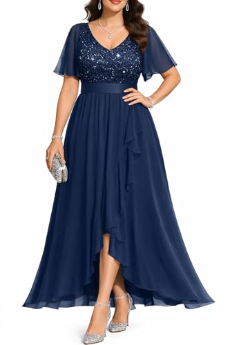 Mother of Bride Groom Dress Plus Size Navy Blue Formal Wedding Guest Evening Bridesmaid Prom Elegant Cocktail Long Dress