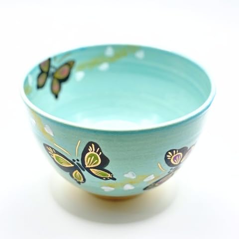 抹茶茶碗 抹茶碗 茶道具 茶碗 色絵 京焼 日本製 黒蝶 東山深山作