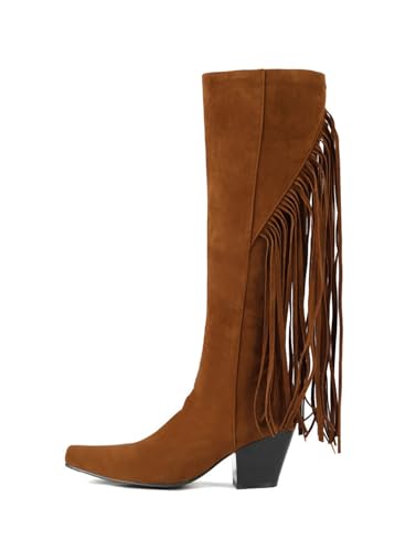 Bottines à pompon et tissu brillant en strass style cowboy pour femme