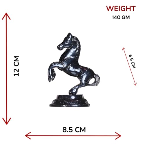 KridayKraft Z-Black Finish Jumping Horse Metal Statue for Wealth, Income and Bright Future & Table Top Figurine for Living Room, Office & Bedroom