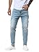 Woenzaia Blue Ripped Slim Fit Jeans Men's Distressed Washed Skinny Denim Jean Pants Taper Leg Fashion Stretchy Jeans
