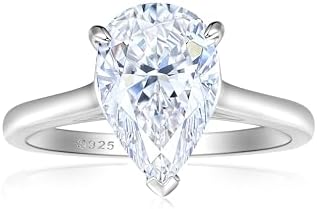 4.0CT Pear Shape Cubic Zirconia Engagement Wedding Ring For Her 925 Sterling Silver Teardrop Promise Bridal's Ring For Women