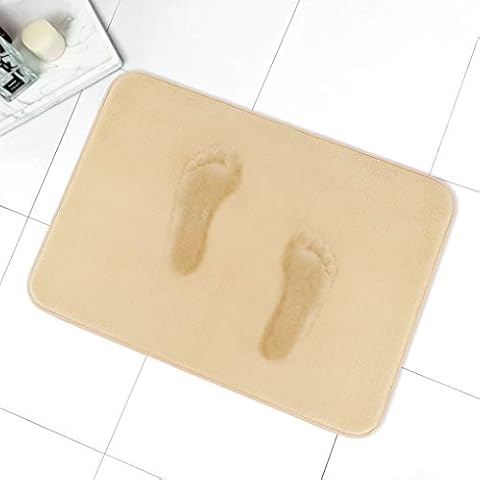 MAYSHINE Memory Foam Super Cozy Velvet Bathroom Rugs, Non-Slip Water Absorbent Luxury Soft Bathroom Rugs - 49x87 cm Beige Cover