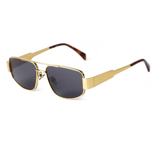 ADE WU Trendy Square Aviator Sunglasses for Women Men Vintage Gold Metal 03 Pilot Sun Glasses 57mm