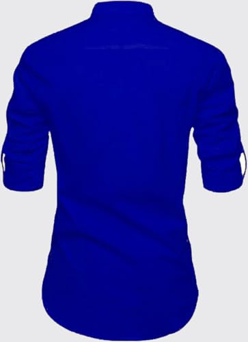 Image of DEEMOON Men's Full Sleeve Short Kurta Shirt with a Trendy Mandarin Collar Crafted from a Premium Cotton Blend for Comfort Ideal for Casual and Semi-Formal Occasions