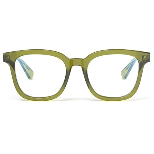 Image of VISOONE Square TR90 Lightweight Anti Glare UV400 Gaming Computer Glasses | 99% Digital Screen Filter Non-Prescription Clear Lens Oversized Frame Trendy Fashion Blue Light Blocking Women Men NOE