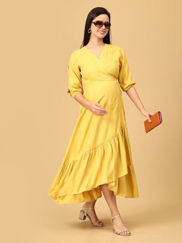 Image of The Mom Store Maternity and Nursing Wrap Dress for New Mom | Pre and Post Pregnancy Wear for Womens | Trendy Stylish Printed Friendly Dresses for Women | Comfortable