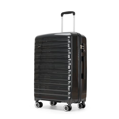 24 Inch Luggage, Hardside Suitcase with Spinner Wheels, Lightweight Hard Shell Checked Luggage, TSA Approved Lock, Black