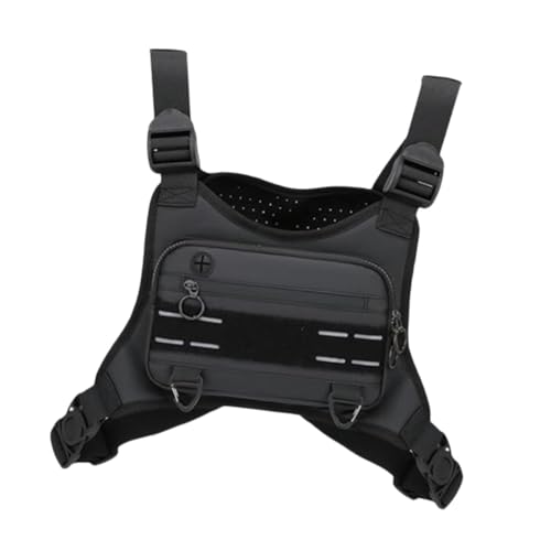 UGPLM Bolsa de peito para atividades ao ar livre, colete de viagem com zíper e clipes, bolsa utilitária de neoprene para treino, caminhada, mulheres e, Preto