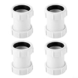 40 mm gerader Rohrverbinder | Polypropylen PP Abflussrohrverschraubung mit Dichtung für Badewanne Waschbecken Dusche | auslaufsichere Rohrverbinder Kupplung | Weiß (4 Stück)