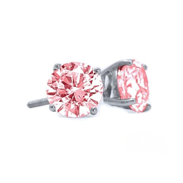 Diamond Earrings For Women, Diamond Stud Earrings For Men, 14k White Gold 1ct - 2 carat Princess, Heart, Round Cut Screw Back Earrings VVS1 D-E Color [Simulated Diamond] Fox Jewelry Co