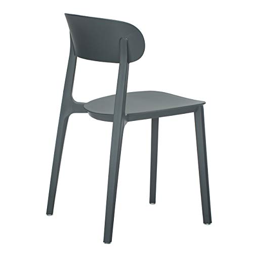 Cozyblock 4 X Campus Series Side Chairs, Mid-Century Modern Dining Chair, Stackable Chair, Great For Indoor And Outdoor (Dark Grey) #TOP4