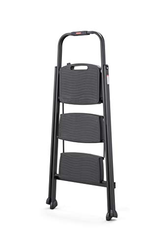 Rubbermaid 3-Step Steel Ladder, Folding Step Stool with Hand Grip and Non-Slip Feet, Black, Tested to ANSI US Safety Standards, No Assembly Required - Image 4