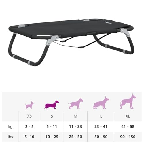 vidaXL Hundeliege, Erhöhtes Hundebett Klappbar, Outdoor Haustierbett Haustierliege, Hund Schlafplatz Hundesofa, Anthrazit Oxford-Gewebe Stahl