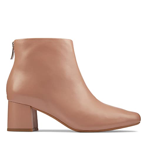 Image of Clarks womens Sheer55 Zip Praline Leather Ankle Boots