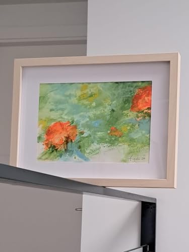 Fleurs orange et vertes œillets peinture moderne artisanale