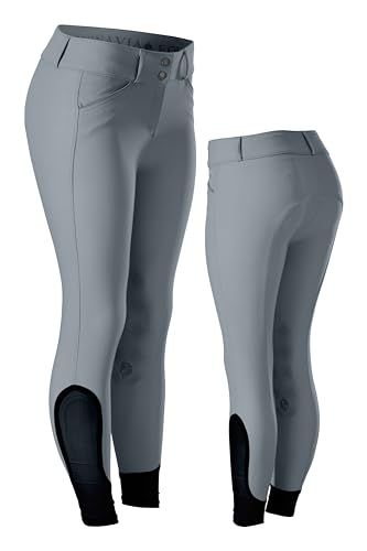 Equinavia Maud Womens Mid Rise Silicone Knee Patch Breeches - Steel Grey - 26