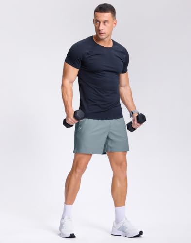 Image of GGJ Men's Lightweight Athletic Shorts with 2 Zipper Pockets 7 inch /9 inch /5 inch Gym Workout Running Quick Dry Tennis Shorts for Men