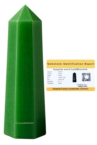 Image of Crystal Heaven Certified Green Aventurine Crystal Tower Obelisk Point For Chakra, Healing And Balancing - Aaa Grade Original Certified Gemstone Agate For Reiki Meditation Yoga Spiritual (2-3 Inches)