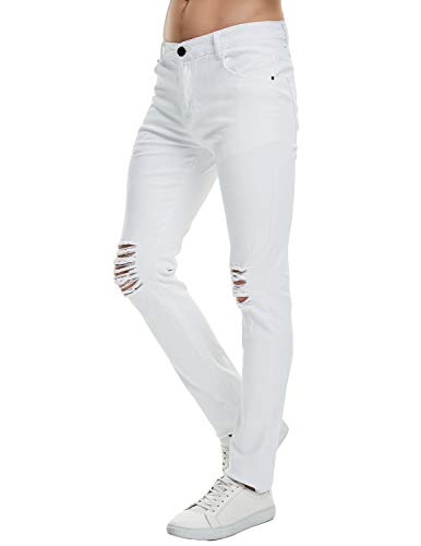 BYQ Pishon Men's Ripped Jeans Distressed Destroyed Jeans Straight Leg Stretchy Knee Holes Denim Pants for Men4