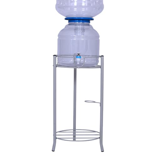 Image of D&V ENGINEERING Metal Water Dispenser Stand, 20 litre Bottle Holder for Home & Kitchen, Office, School, Hospitals, Ring Dia 27 cm, Height- 53 cm, Round-Grey