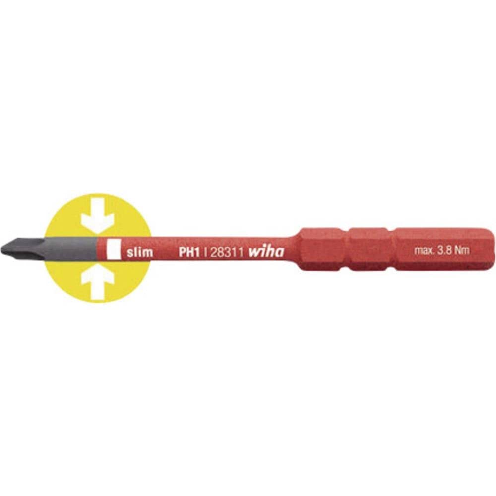 Wiha Bit slimBit electric Phillips 2831-11 PH2 x 75 mm für tiefliegende Schrauben, Allrounder für Elektriker