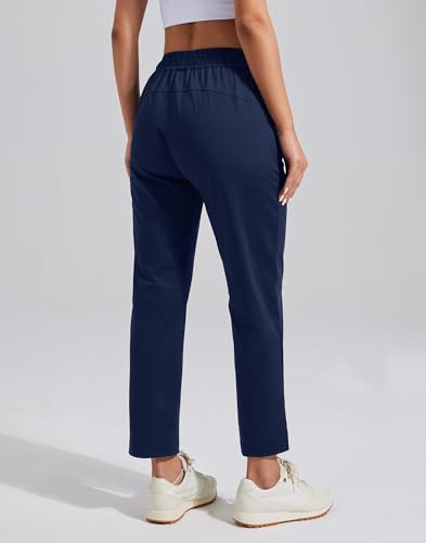 Pioneer Camp Damen Business Hose 7/8 Elastische Freizeithose mit Seitentaschen & Innentasche Hose für Büro & Reisen Leichte Damenhose mit Atmungsaktivem Stretch & Elastischem Bund(Marineblau/XL)