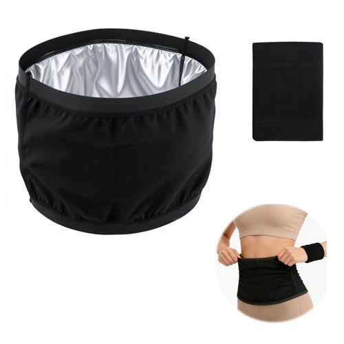 TMZELOA Ceinture Abdominale pour Homme et Femme - Ceinture de Sudation - Ceinture de Fitness - Entraîneur Abdominal avec Bande de Poignet - Néoprène Nano Argenté -...