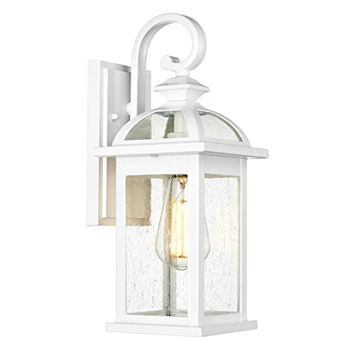 Image of Darkaway Outdoor Lights Fixtures Wall Mount, Outdoor Wall Sconce with Seeded Glass, Waterproof Exterior Lights for House, Front Porch, Patio (1 Pack, White)