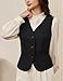 Belle Poque Women Plus Size Vest Fashion Fitted Waistcoat Fall Winter Black Vest (Black, 2XL)
