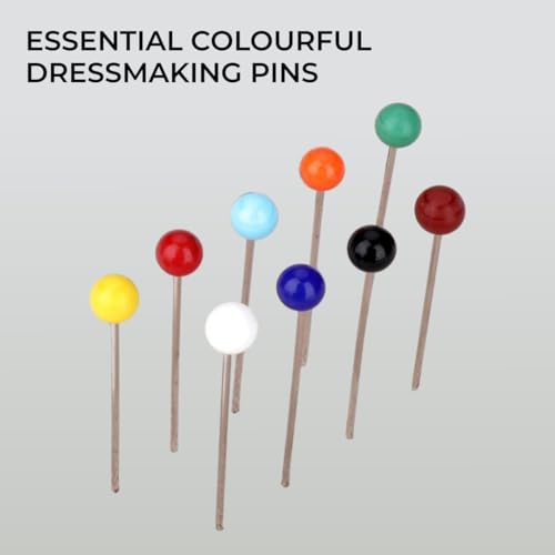 H&S Glass Head Sewing Pins for Dressmaking & Fabric Projects - 500Pcs Long Dress Pins for Crafts and Sewing Accessories - Straight Pins with Colored Heads for Decoration - Dressmaking Pins for Fabric