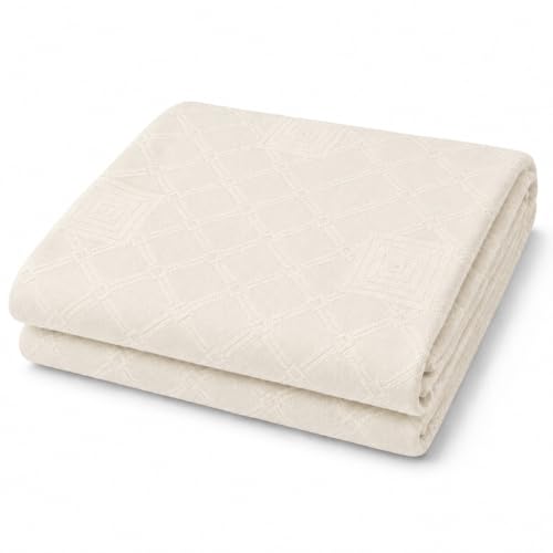 SABANALIA   Colcha Cama 200 de Pique Giovanna | 300 x 275 | 60% Algodón   40% Poliéster | (Disponible en Varios tamaños y Colores)   Crudo